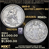 ***Auction Highlight*** 1869-s Seated Liberty Dime