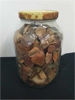 Gallon size Jar full of gems jar has a crack