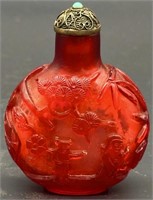 Antique Chinese Qing Dynasty Ruby Red Snuff Bottle