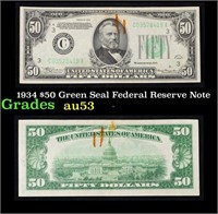 1934 $50 Green Seal Federal Reserve Note Grades Se