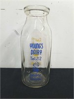 Vintage 1954 Youngs Dairy milk bottle from Walla