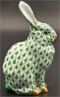 Herend Hungary Sitting Rabbit Figurine in Green