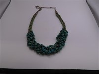 Turquoise Cluster Pawn Sterling 16~20" Necklace $$