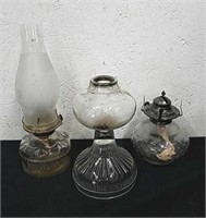 Vintage oil lamp and lamp parts