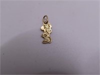 thin 14kt Gold MINNIE MOUSE 1/2" Pendant 0.25g