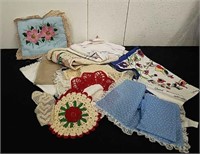 Vintage hand stitched and crocheted Linens
