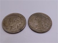 (2) 1925 PEACE Silver Dollar Coins