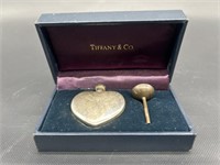 Tiffany 925 Sterling Heart Perfume Bottle & Funnel