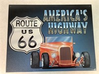 Metal Route 66 Sign, 12.5in X 16in