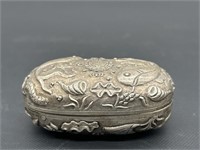 Vintage Sterling Silver Asian Trinket Box