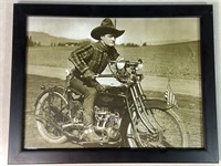 Vintage Motorcycle Rider Picture, 14in X 18in