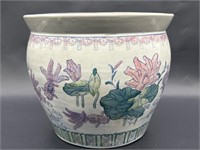 Vintage Chinese Porcelain Fishbowl Planter, 1/2