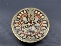Brass Trinket Jar w/ Inlaid Butterfly