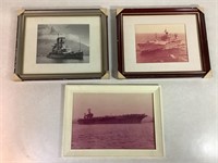 3 U.S. Navy Ship Pictures, 13in X 16in