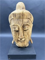 Wooden Thai Buddha Bust on Stand