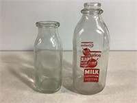 2 Vintage Milk Bottles,