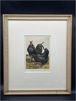 Antique Framed Print- Le Flèche Chickens