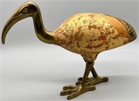 Mid Century Brass & Carved Wood Seagull from Italy