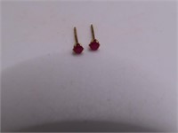 14kt Gold Tiny PinkStone Pair Stud Earrings 0.15g