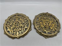 Pair of 9in Pierved Brass Trivets
