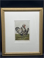 Antique Framed Print- Houdan Chickens