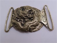 antique Oriental Signed 2.5" DRAGON Belt Buckle