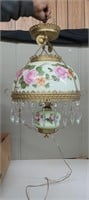 PRETTY GLASS HAND PAINTED HANGING LAMP