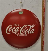 Metal Coke button sign, Reproduction
