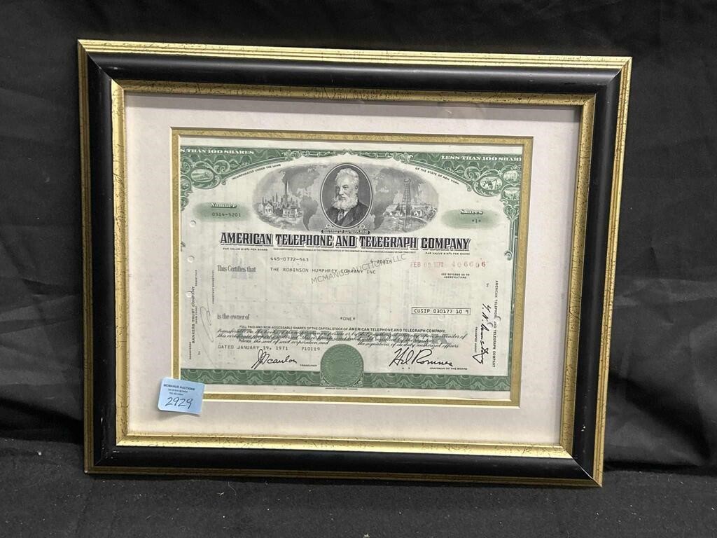 1971 AT&T Stock Certificate