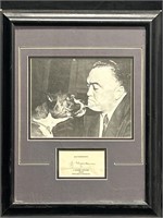 J. Edgar Hoover Signed FBI Autograph Card Framed