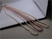 (3) 32" Pearl Necklaces w/ 14kt Gold FIndings EXC