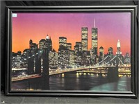 NYC Twin Towers City Skyline Print. 27.5x39.5