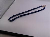 20" Blue Stone 5/16"beads Necklace 14kt Gold Fndng