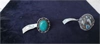 TURQUOISE GERMAN SILVER (7) RINGS
