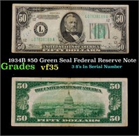 1934B $50 Green Seal Federal Reserve Note Grades v