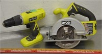 Ryobi cordless drill & circular saw, see notes