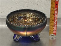 Carnival glass footed bowl