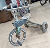 >Metal tricycle with metal seat