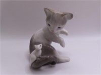 LLADRO 3" SIamese Pussy Cat & Mouse FIgurine