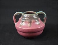 FULPER Pottery Double Handled Pink & Green Vase