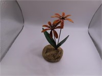 vtg BOVANO Carved Metal 5.5" Flower
