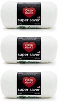 Red Heart Super Saver Soft White Yarn - 3 Pack of