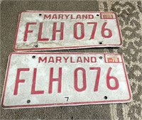 2 vintage maryland license plates