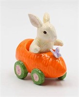 Fine Ceramic Bunny Rabbit on Carrot Cart Salt &