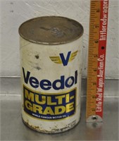 Vintage Veedol oil can, full