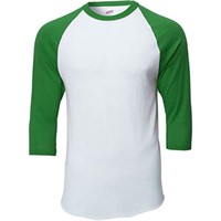 Soffe Men's Baseball Jersey T-Shirt, White/Kelly,