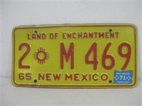 Vtg 1965 New Mexico License Plate