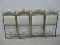 Four Vtg A. Fritz Metal Folding Chairs See Info