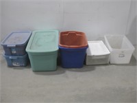 Eight Plastic Tubs Some W/Lids See Info