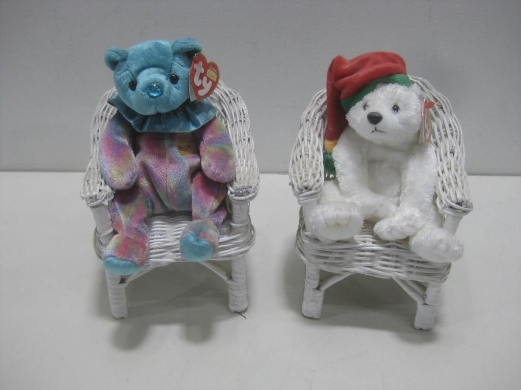 Two 8" TY Beanie Bears In Chairs
